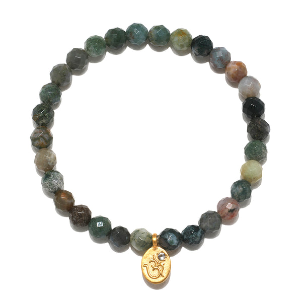 satya jewelry Fancy Jasper Om Stretch Bracelet