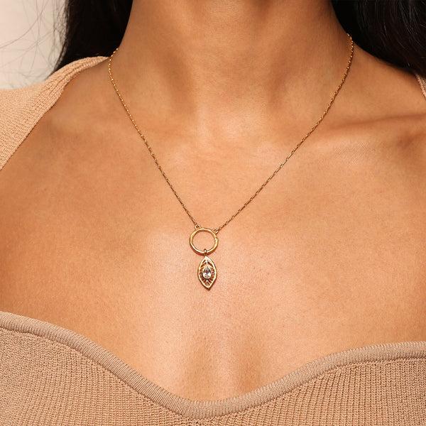 Satya Jewelry Feather White Topaz Charm