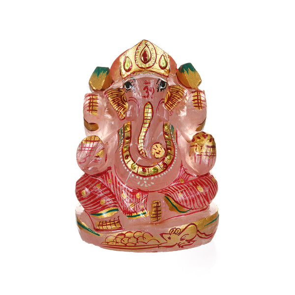 satya jewelry Ganesha Hindu God Rose Quartz Statue
