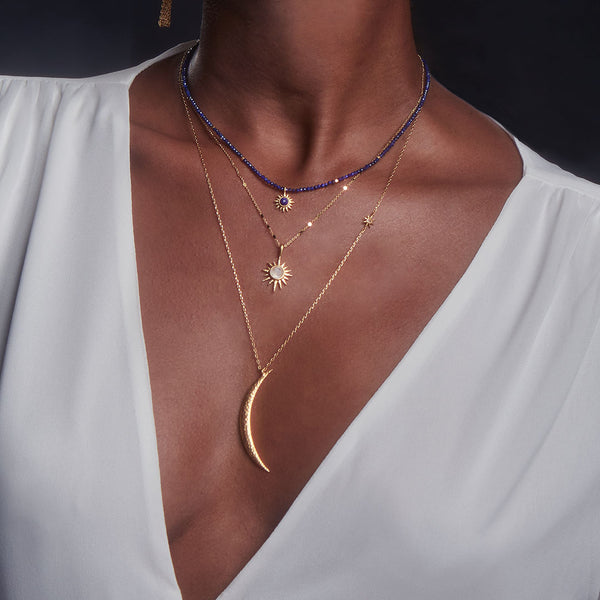 Satya Jewelry Illuminated Path Gold Moon Necklace