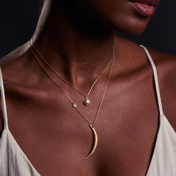Satya Jewelry Illuminated Path Gold Moon Necklace