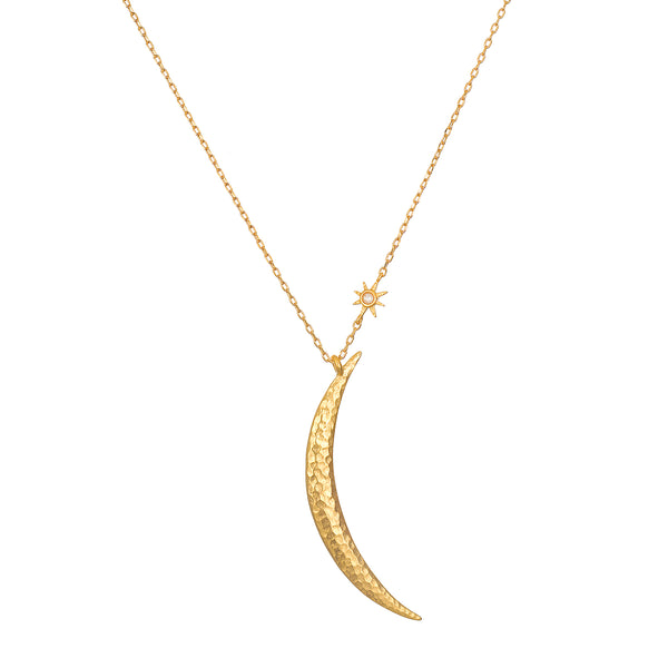 satya jewelry Illuminated Path Gold Moon Necklace