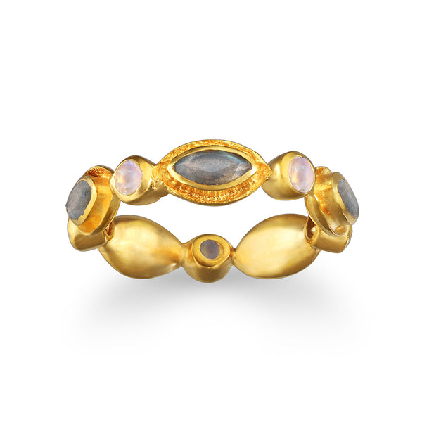 satya jewelry Labradorite & Moonstone Ring