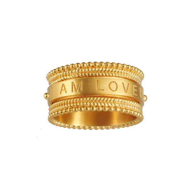 satya jewelry Loving Mantra Spinning Ring