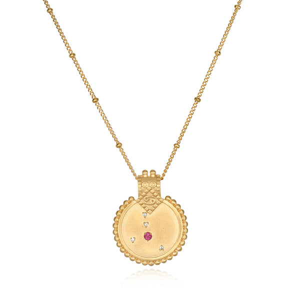 satya jewelry Mandala Zodiac Cancer Ruby Necklace