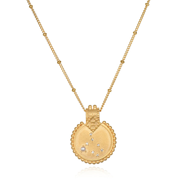 satya jewelry Mandala Zodiac Gemini Pearl Necklace