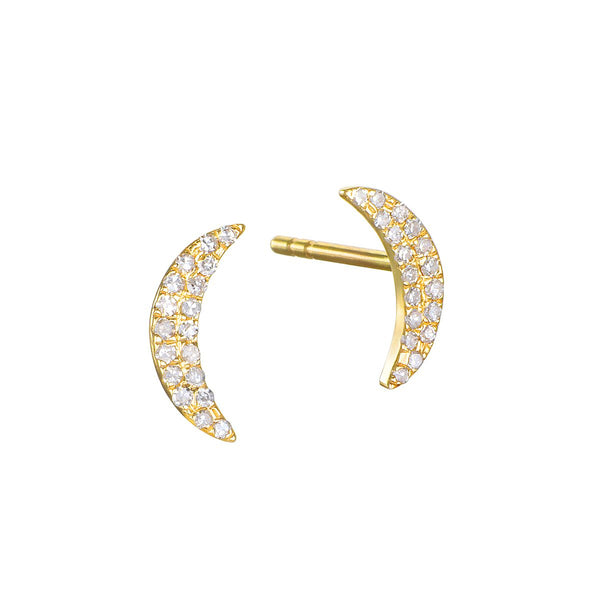 satya jewelry Moon Diamond 14kt Gold Stud Earrings