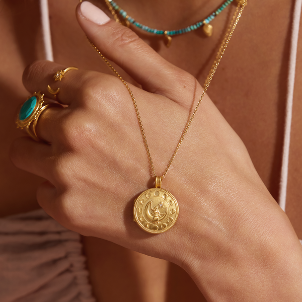 Satya Jewelry Mother Moon Gold Locket Necklace