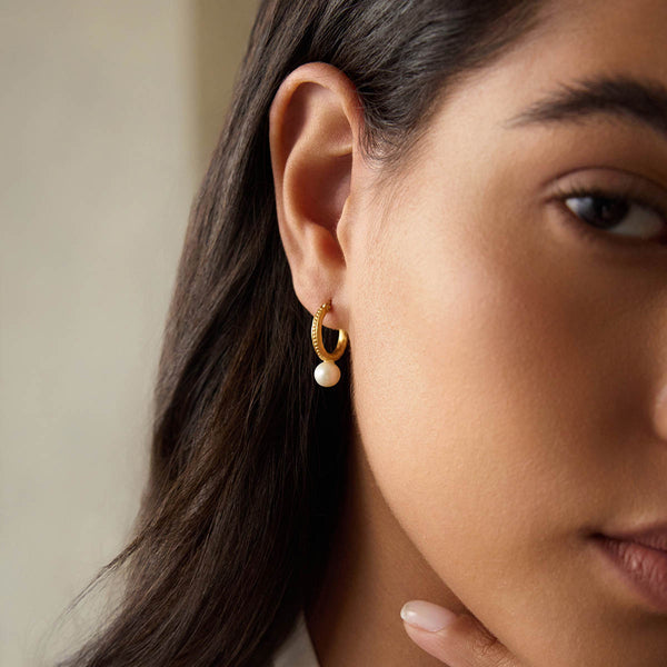 Satya Jewelry Nature's Harmony Pearl Hoop Earrings