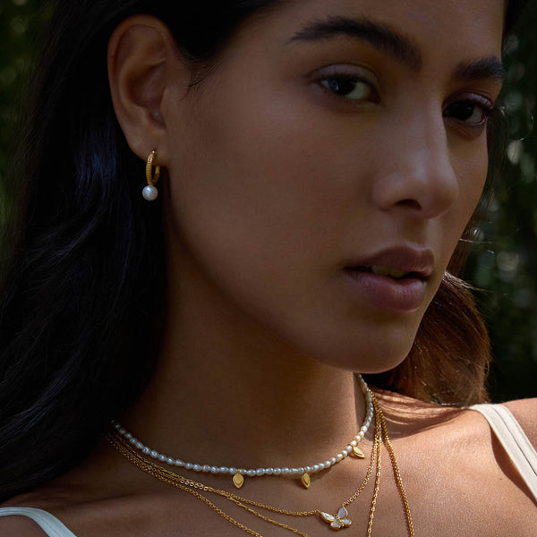 Satya Jewelry Nature's Harmony Pearl Hoop Earrings