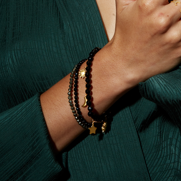 Satya Jewelry Om Black Onyx Gemstone Bracelet