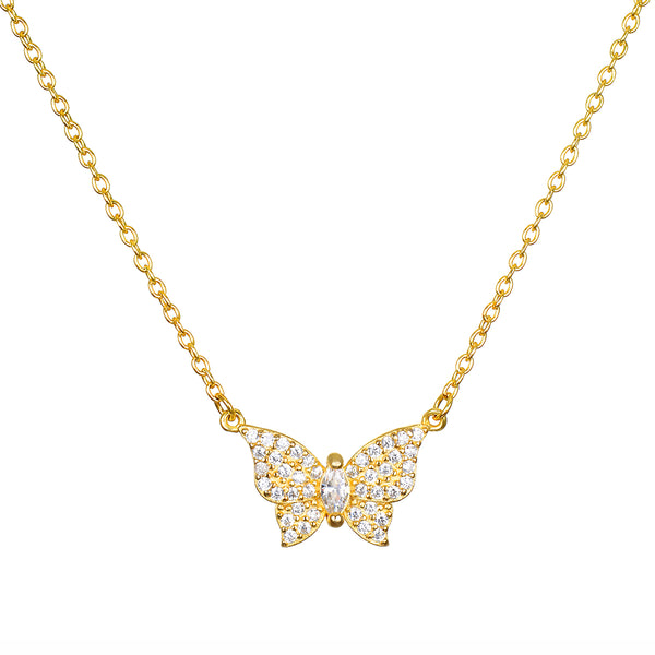 satya jewelry Pave CZ Butterfly Necklace