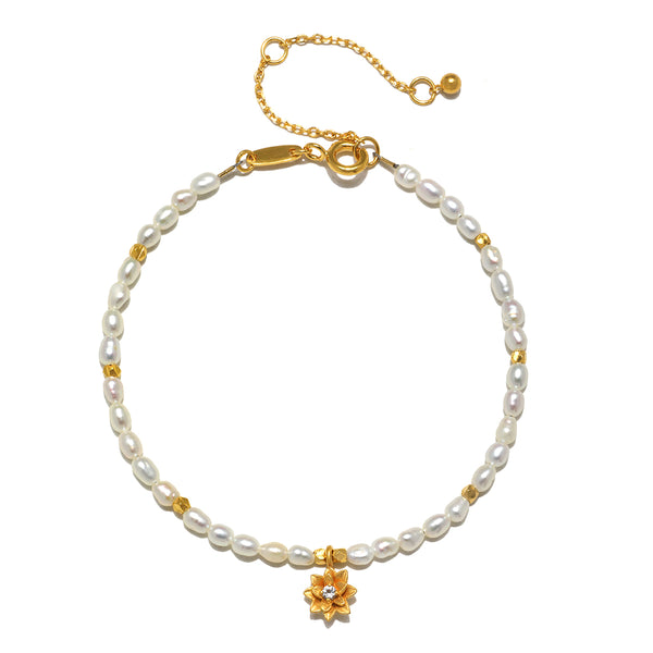 satya jewelry Pearl Lotus June Birthstone Bracelet