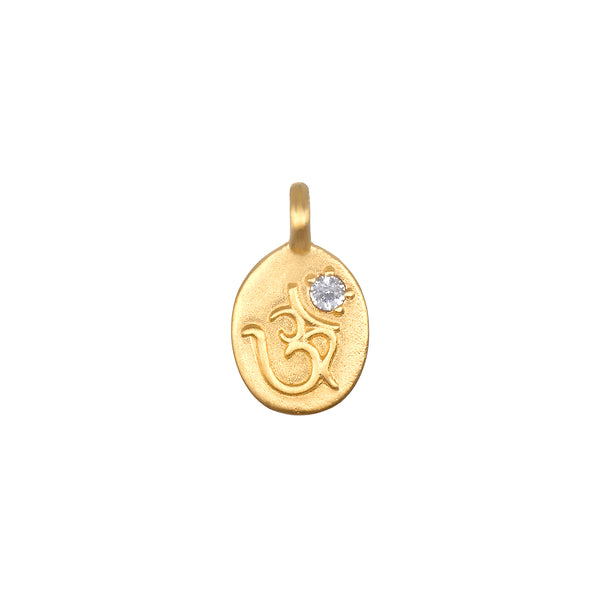 satya jewelry Sacred Sounds Om White Topaz Charm