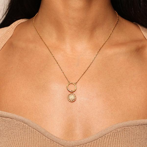 Satya Jewelry Shining Sun White Topaz Charm