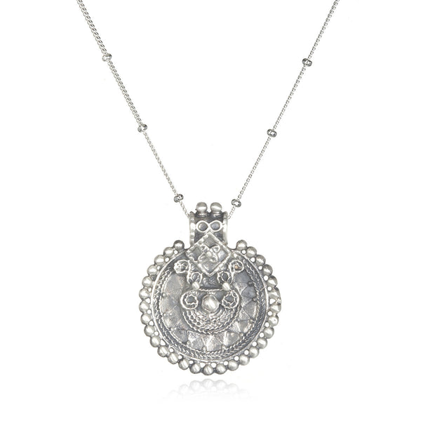 satya jewelry Silver Mandala Necklace