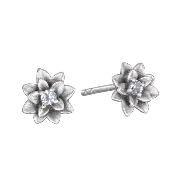 satya jewelry Soul Renewal Silver Lotus Earrings