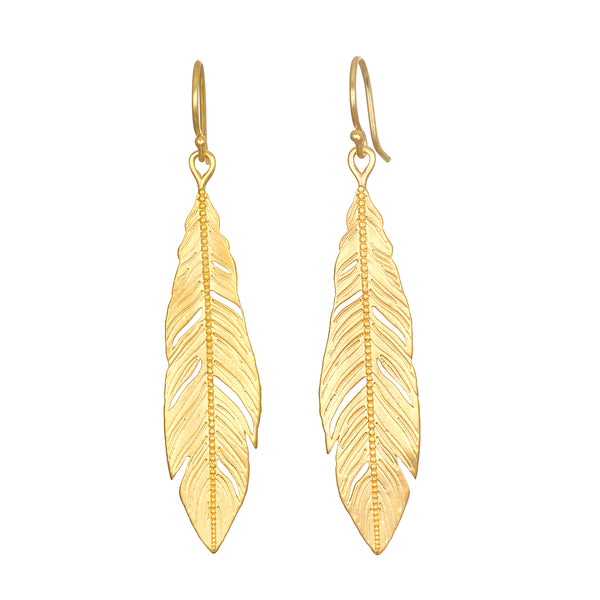 satya jewelry Spiritual Messenger Feather Earrings
