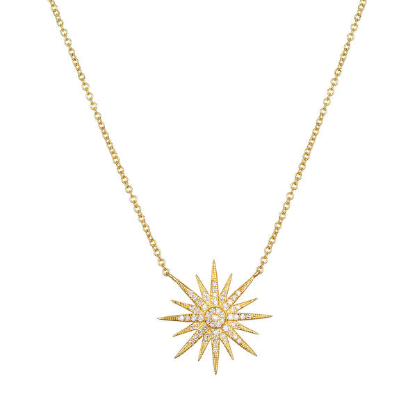 satya jewelry Starburst Diamond 14kt Gold Necklace