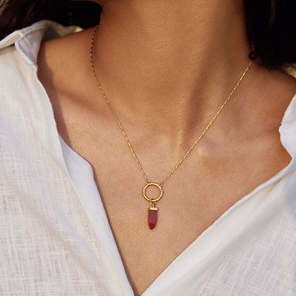 Satya Jewelry Stay Grounded Red Onyx Dagger Charm