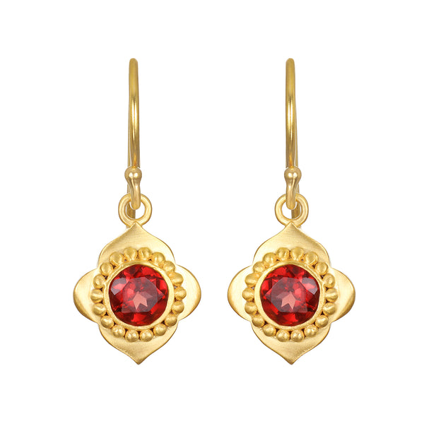 satya jewelry Strong Heart Garnet Drop Earrings