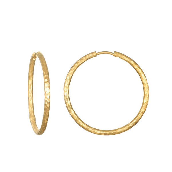 satya jewelry Textured Gold Large Hoop Earrings