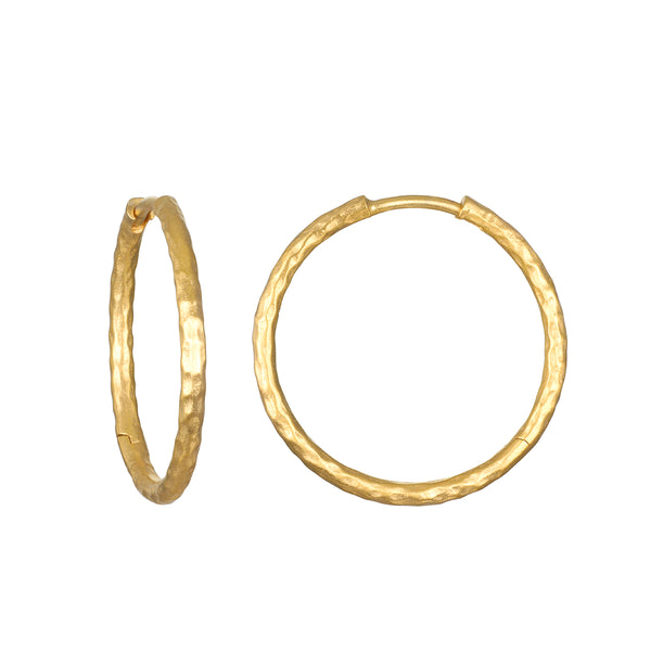 satya jewelry Textured Gold Medium Hoop Earrings
