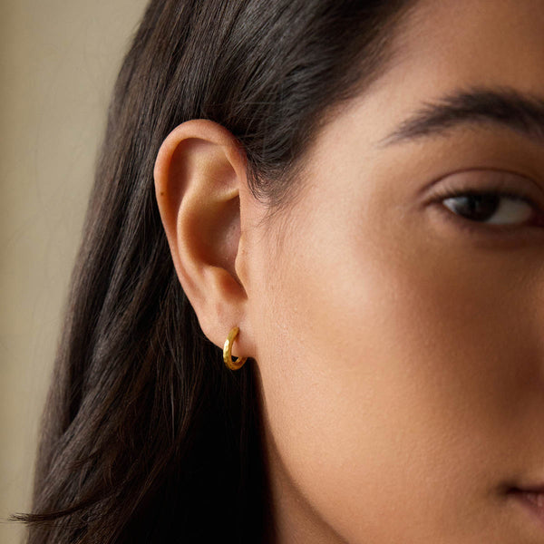Satya Jewelry Textured Gold Mini Hoop Earrings