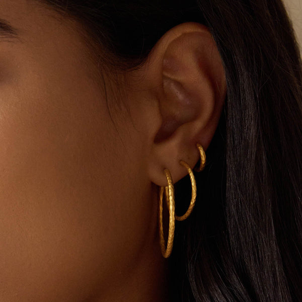 Satya Jewelry Textured Gold Mini Hoop Earrings