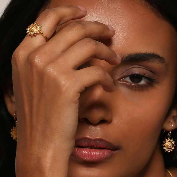 Satya Jewelry Vibrant Self Multi Stone Lotus Ring