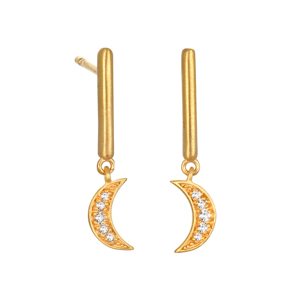 satya jewelry White Topaz Moon Earrings