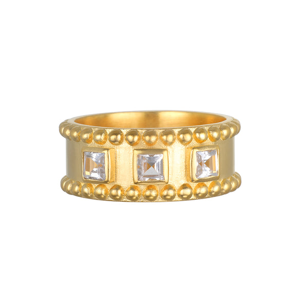satya jewelry White Topaz Studded Gold Ring