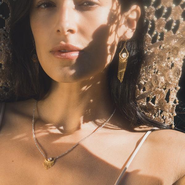 Satya Jewelry Scattering Stardust Labradorite Moon Fringe Necklace