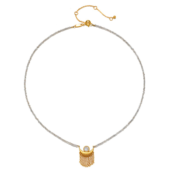 Satya Jewelry Scattering Stardust Labradorite Moon Fringe Necklace