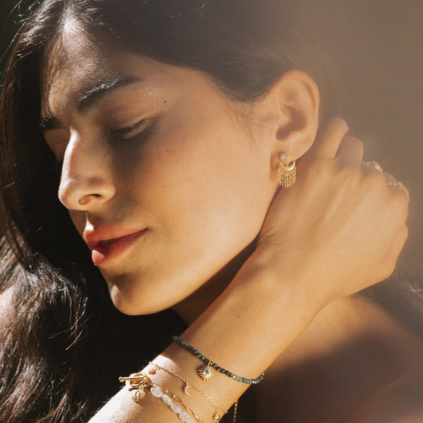 Satya Jewelry Scattering Stardust Moonstone Fringe Stud Drop Earrings