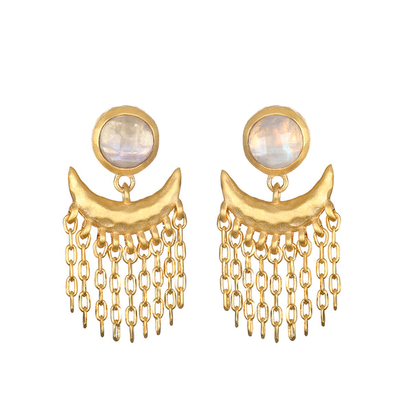 satya jewelry Scattering Stardust Moonstone Fringe Stud Drop Earrings