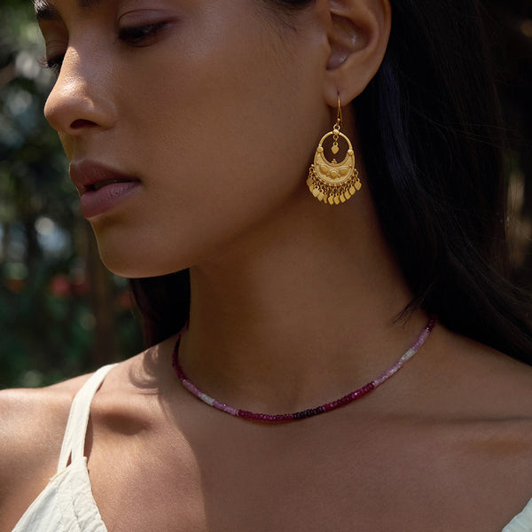 Satya Jewelry Shades Of Passion 14kt Gold Ruby Necklace