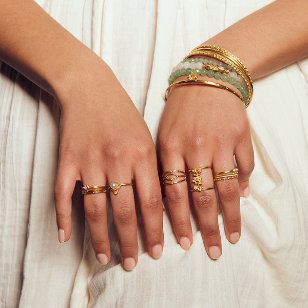 Satya Jewelry Shielded From Negativity Eye Gold Adjustable Ring