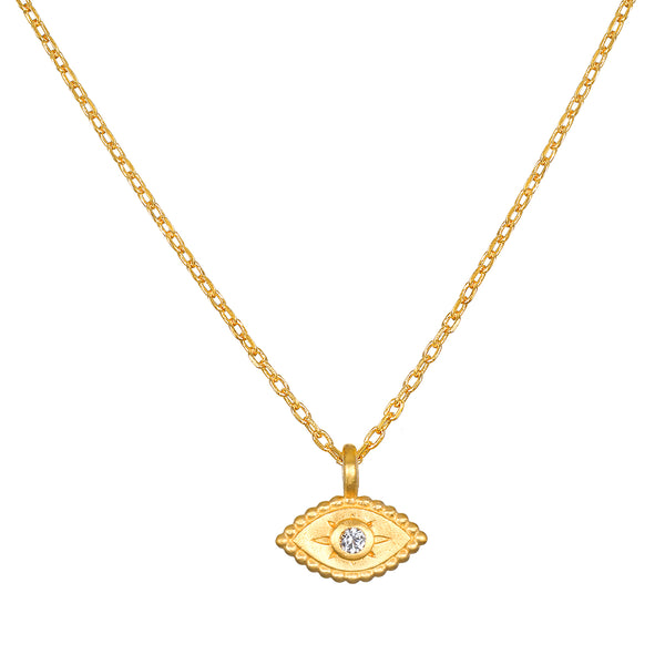 satya jewelry Shielded Spirit White Topaz Evil Eye Necklace