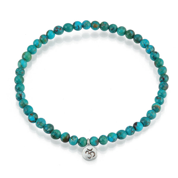 satya jewelry Silver Turquoise Om Stretch Bracelet - Inner Peace