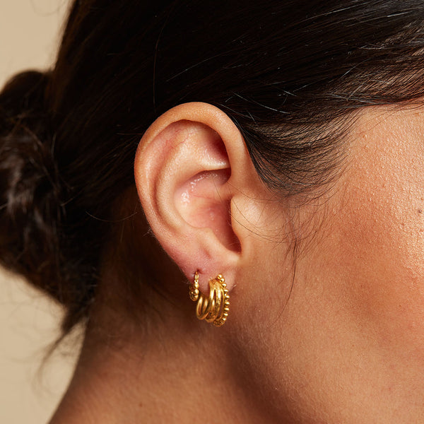 Satya Jewelry Simple Treasure Dot Hoop Gold Earrings