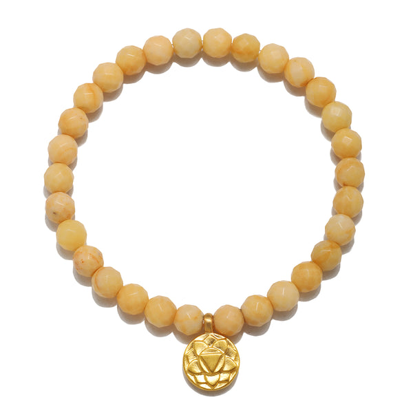Satya Jewelry Solar Plexus Chakra Yellow Jade Stretch Bracelet
