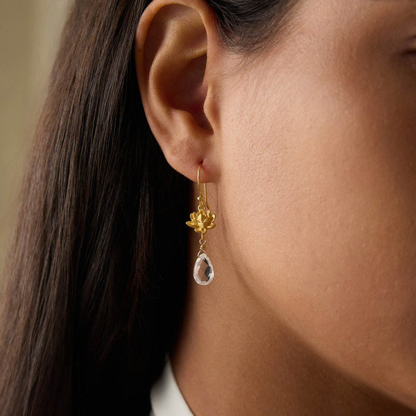 Satya Jewelry Spiritual Journey Lotus Crystal Earrings