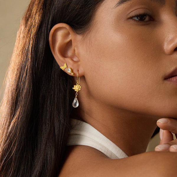 Satya Jewelry Spiritual Journey Lotus Crystal Earrings