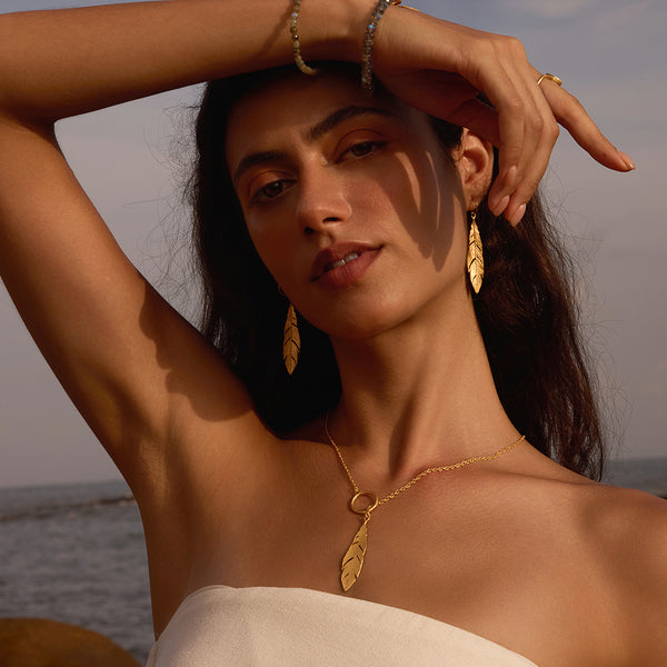 Satya Jewelry Spiritual Messenger Feather Lariat Necklace