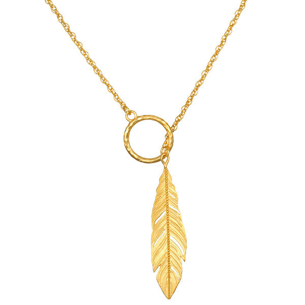 satya jewelry Spiritual Messenger Feather Lariat Necklace