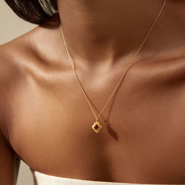 Satya Jewelry Spiritual Strength Garnet Lotus Necklace