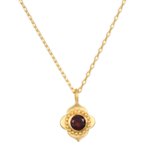 satya jewelry Spiritual Strength Garnet Lotus Necklace