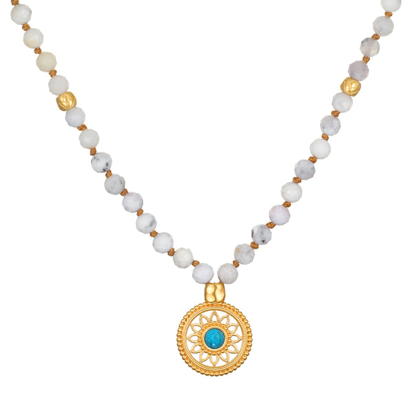 satya jewelry Step Into Self White Opal Mandala Mala
