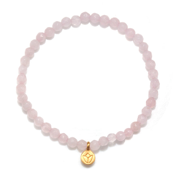 satya jewelry Supported In Love Lotus Rose Quartz Gemstone Bracelet